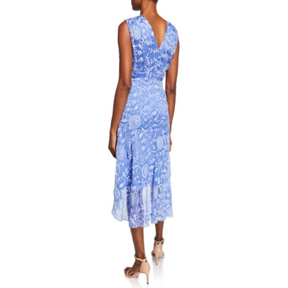 Elie Tahari Celeste Periwinkle Blue Embroidered Tulip Hem S 4 - Picture 6 of 9
